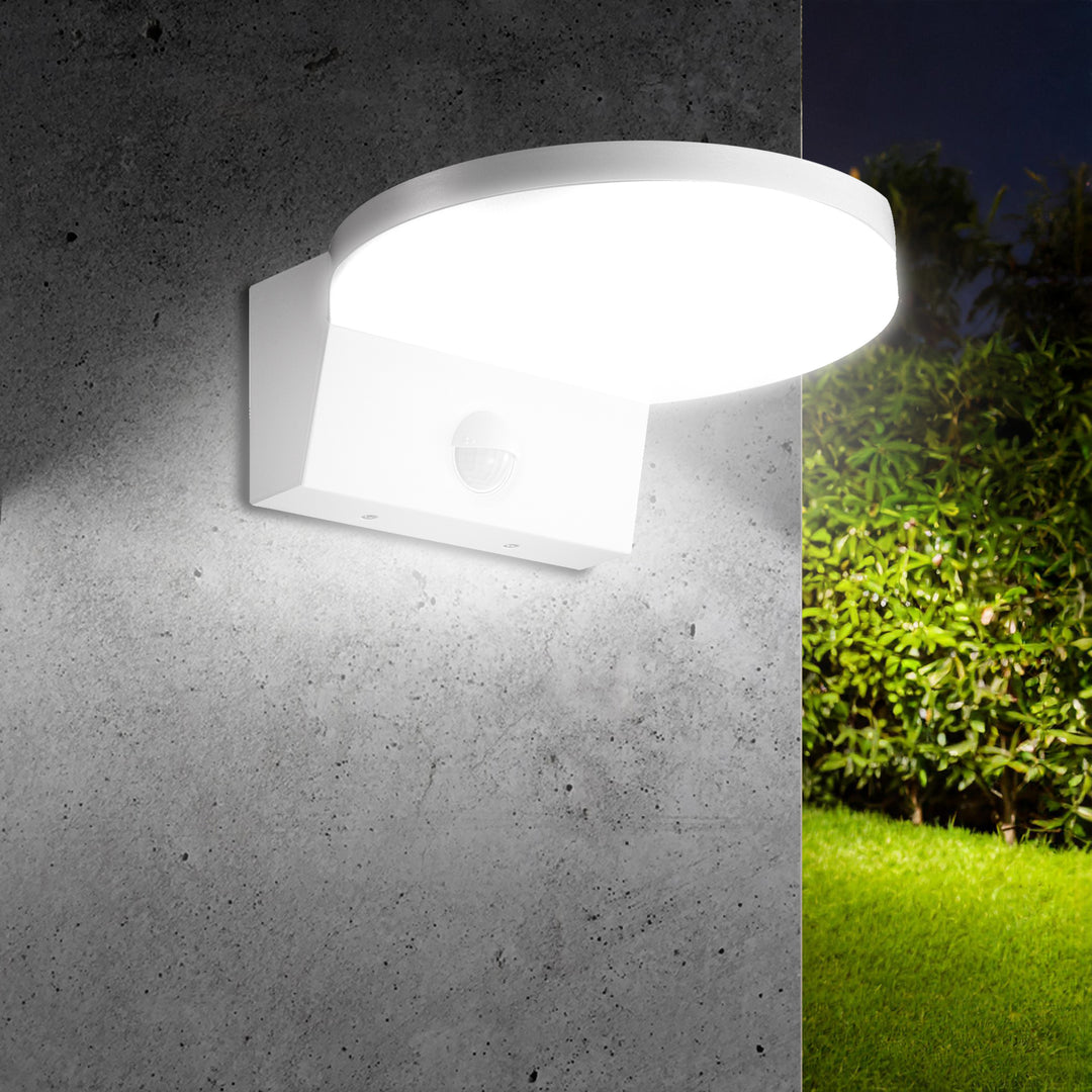 Lampă LED cu senzor de mișcare Maclean, senzor de mișcare PIR, culoare albă, 15 W, IP65, 1560 lm, lumină albă neutră (4000 K) MCE344 W, 2 bucăți