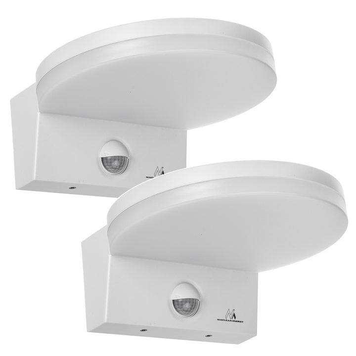 Lampă LED cu senzor de mișcare Maclean, senzor de mișcare PIR, culoare albă, 15 W, IP65, 1560 lm, lumină albă neutră (4000 K) MCE344 W, 2 bucăți