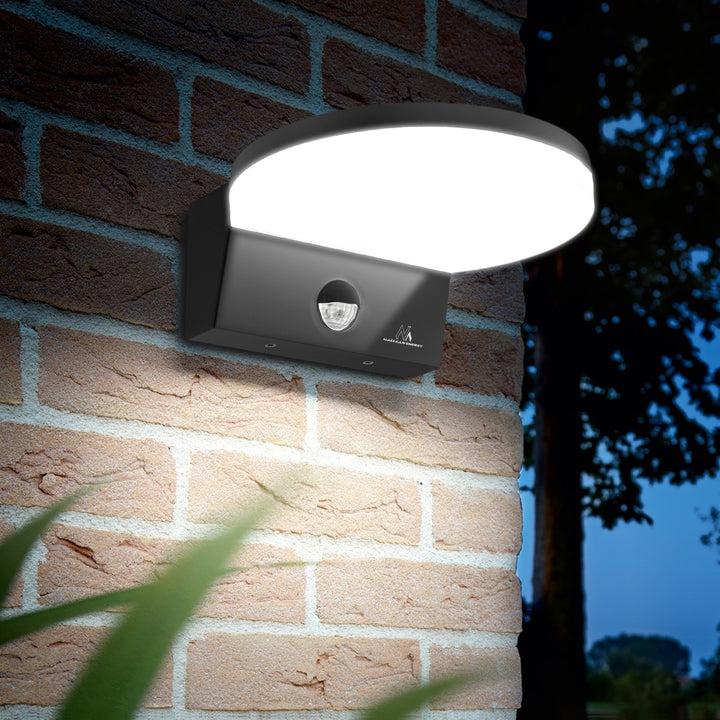 Lampă LED cu senzor de mișcare Maclean, senzor de mișcare PIR, culoare neagră, 15 W, IP65, 1560 lm, culoare albă neutră (4000 K) MCE344 B, 2 bucăți