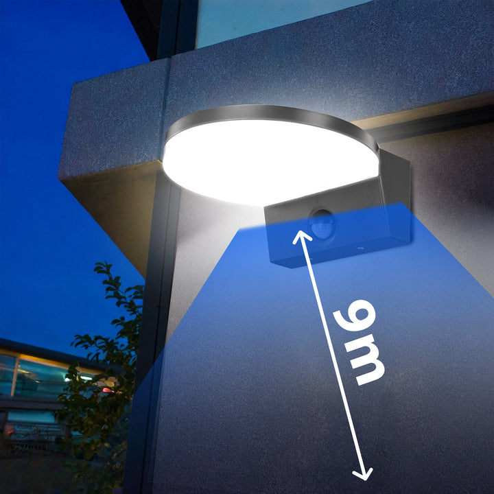Lampă LED cu senzor de mișcare Maclean, senzor de mișcare PIR, culoare neagră, 15 W, IP65, 1560 lm, culoare albă neutră (4000 K) MCE344 B, 2 bucăți