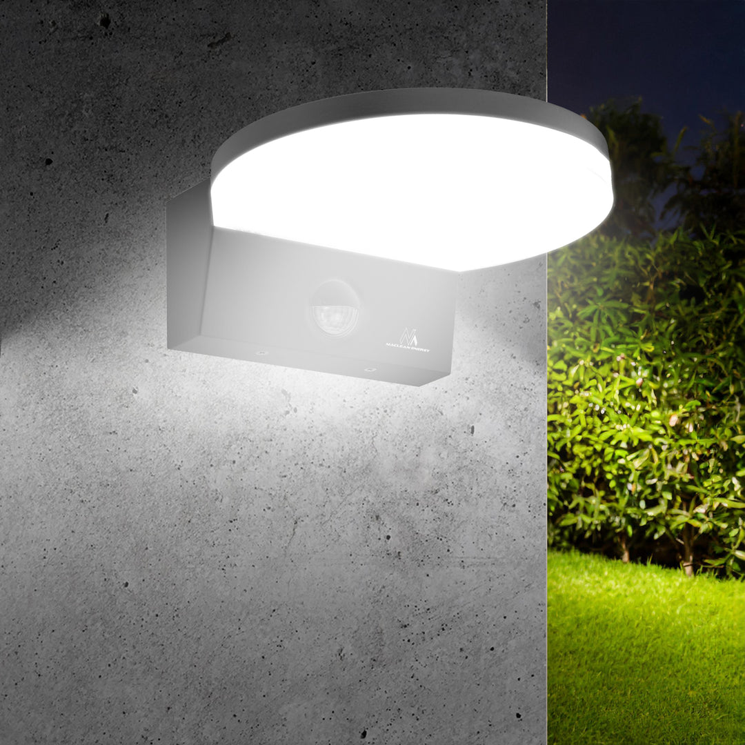 Lampă LED cu senzor de mișcare Maclean, senzor de mișcare PIR, culoare neagră, 15 W, IP65, 1560 lm, culoare albă neutră (4000 K) MCE344 B, 2 bucăți