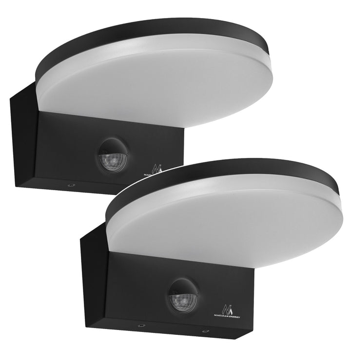 Lampă LED cu senzor de mișcare Maclean, senzor de mișcare PIR, culoare neagră, 15 W, IP65, 1560 lm, culoare albă neutră (4000 K) MCE344 B, 2 bucăți