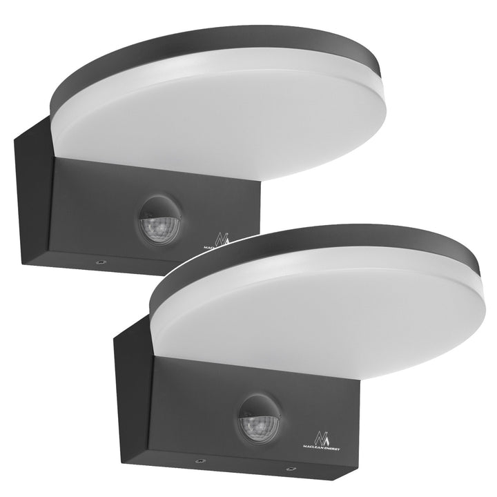 Lampă LED cu senzor de mișcare Maclean, senzor de mișcare PIR, culoare gri, 15 W, IP65, 1560 lm, culoare albă neutră (4000 K) MCE344 GR, 2 bucăți