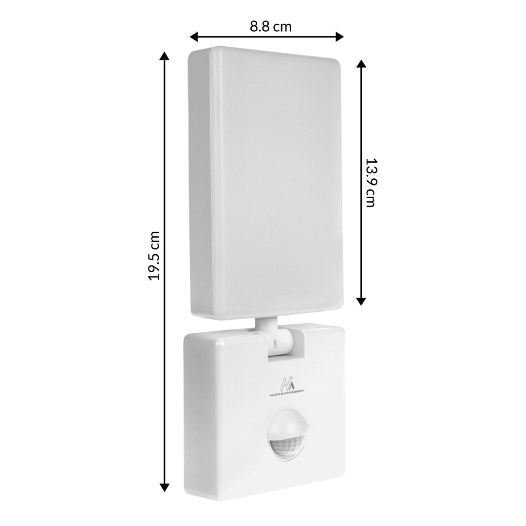 Lampă LED cu senzor de mișcare Maclean, senzor de mișcare PIR, culoare albă, 10 W, IP65, 800 lm, lumină albă neutră (4000 K) MCE516 W, 2 bucăți