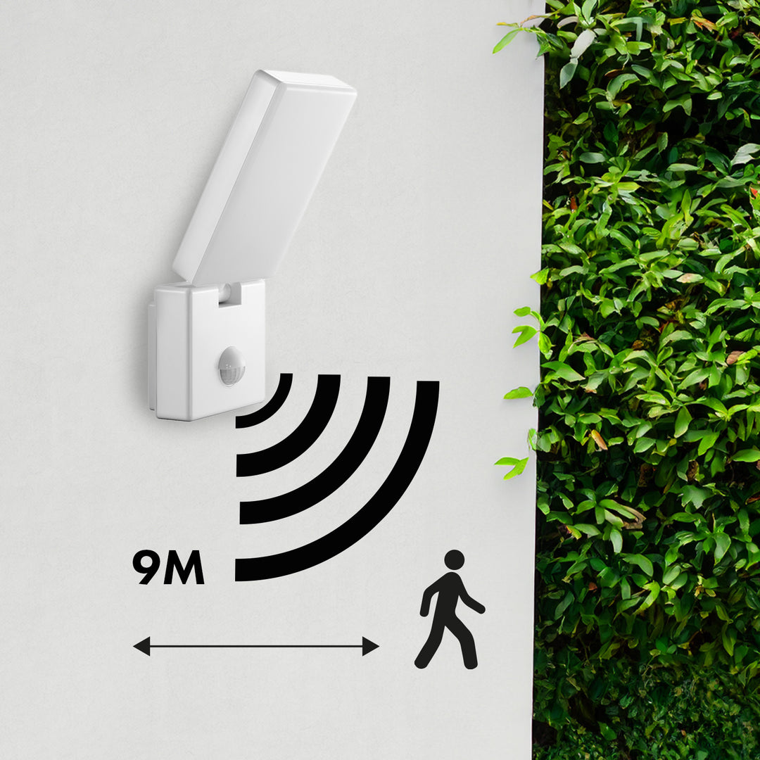 Lampă LED cu senzor de mișcare Maclean, senzor de mișcare PIR, culoare albă, 10 W, IP65, 800 lm, lumină albă neutră (4000 K) MCE516 W, 2 bucăți