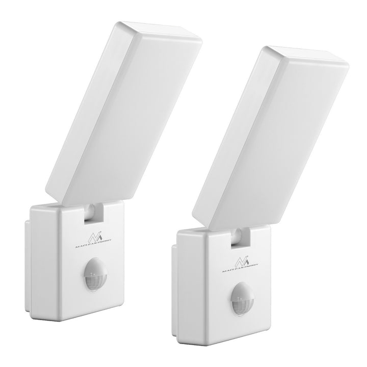 Lampă LED cu senzor de mișcare Maclean, senzor de mișcare PIR, culoare albă, 10 W, IP65, 800 lm, lumină albă neutră (4000 K) MCE516 W, 2 bucăți