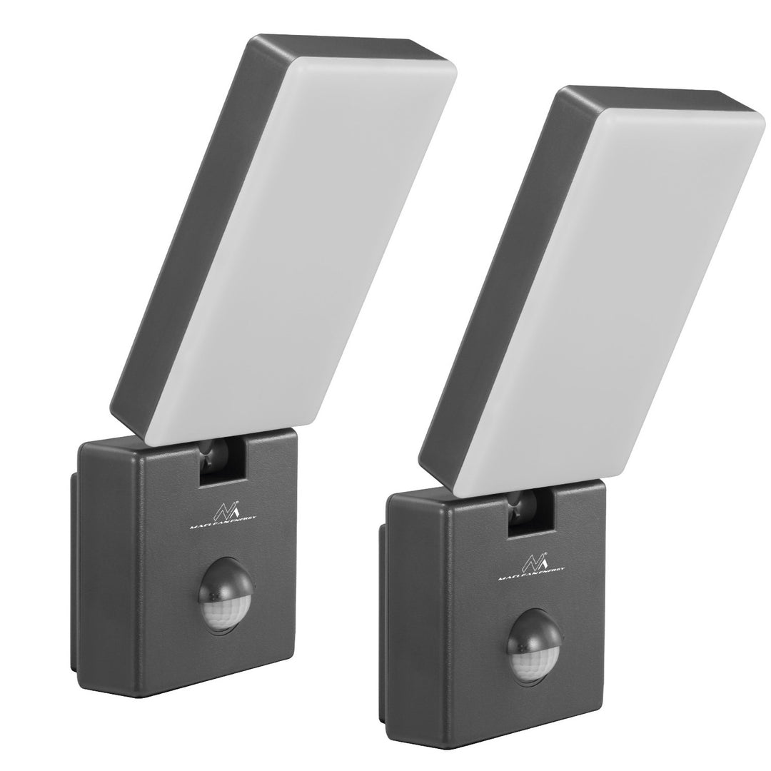 Lampă LED cu senzor de mișcare Maclean, senzor de mișcare PIR, culoare gri, 10 W, IP65, 800 lm, lumină albă neutră (4000 K) MCE516 GR, 2 bucăți