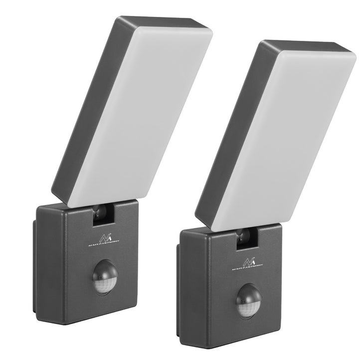 Lampă LED cu senzor de mișcare Maclean, senzor de mișcare PIR, culoare gri, 10 W, IP65, 800 lm, lumină albă neutră (4000 K) MCE516 GR, 2 bucăți