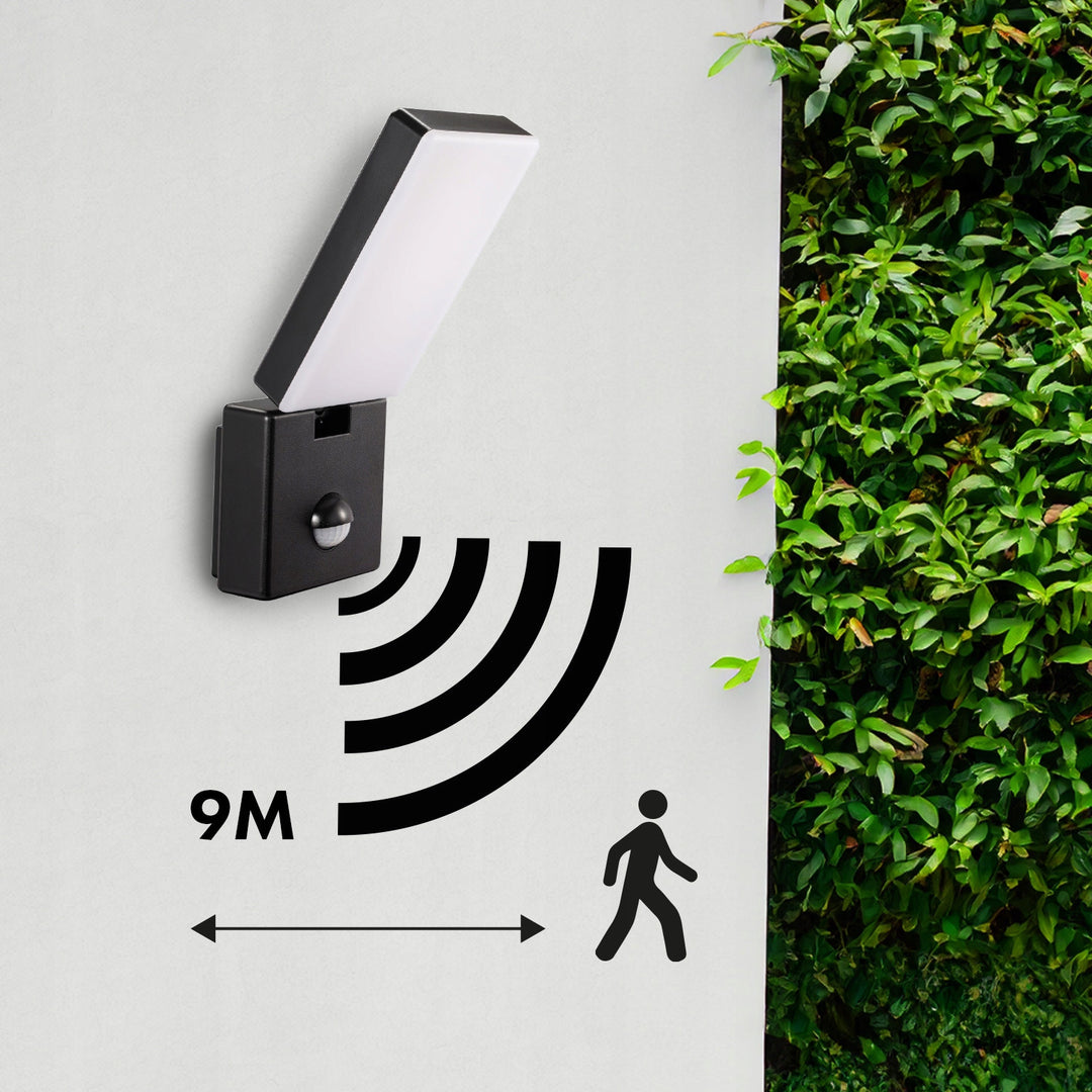 Lampă LED cu senzor de mișcare Maclean, senzor de mișcare PIR, culoare neagră, 10 W, IP65, 800 lm, culoare albă neutră (4000 K) MCE516 B, 2 bucăți