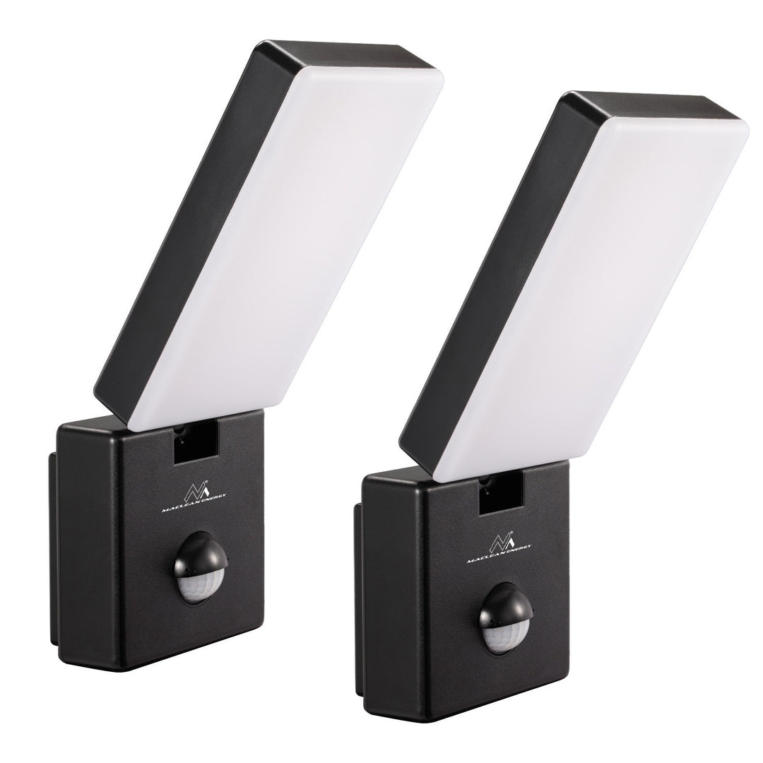Lampă LED cu senzor de mișcare Maclean, senzor de mișcare PIR, culoare neagră, 10 W, IP65, 800 lm, culoare albă neutră (4000 K) MCE516 B, 2 bucăți