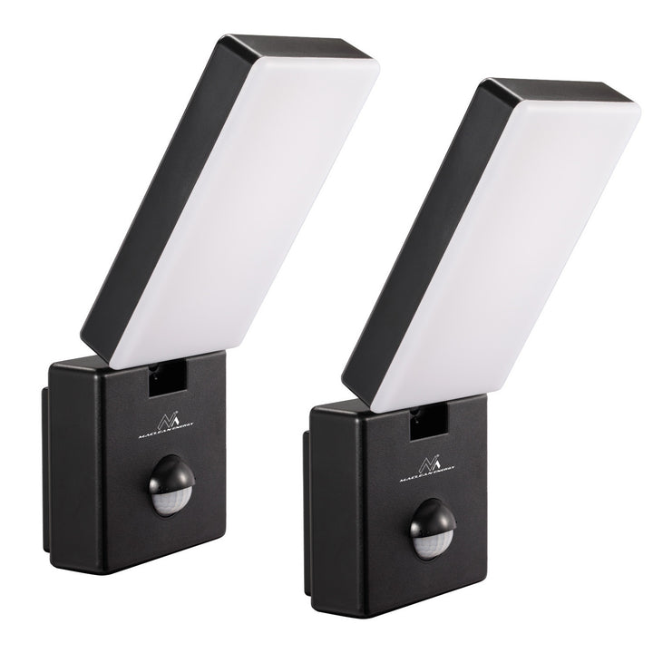 Lampă LED cu senzor de mișcare Maclean, senzor de mișcare PIR, culoare neagră, 10 W, IP65, 800 lm, culoare albă neutră (4000 K) MCE516 B, 2 bucăți