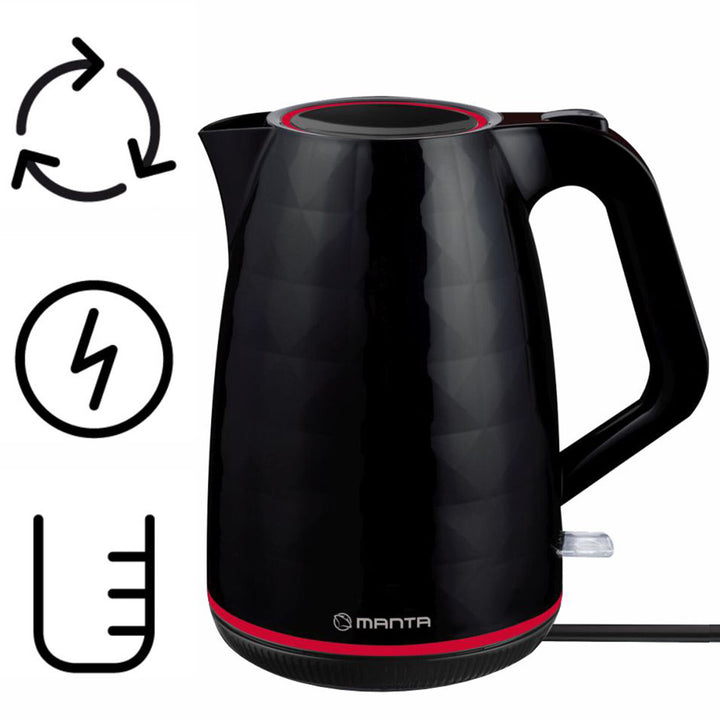 Ceainic electric fără fir Manta ORISA 1,7 L, 2200 W, negru