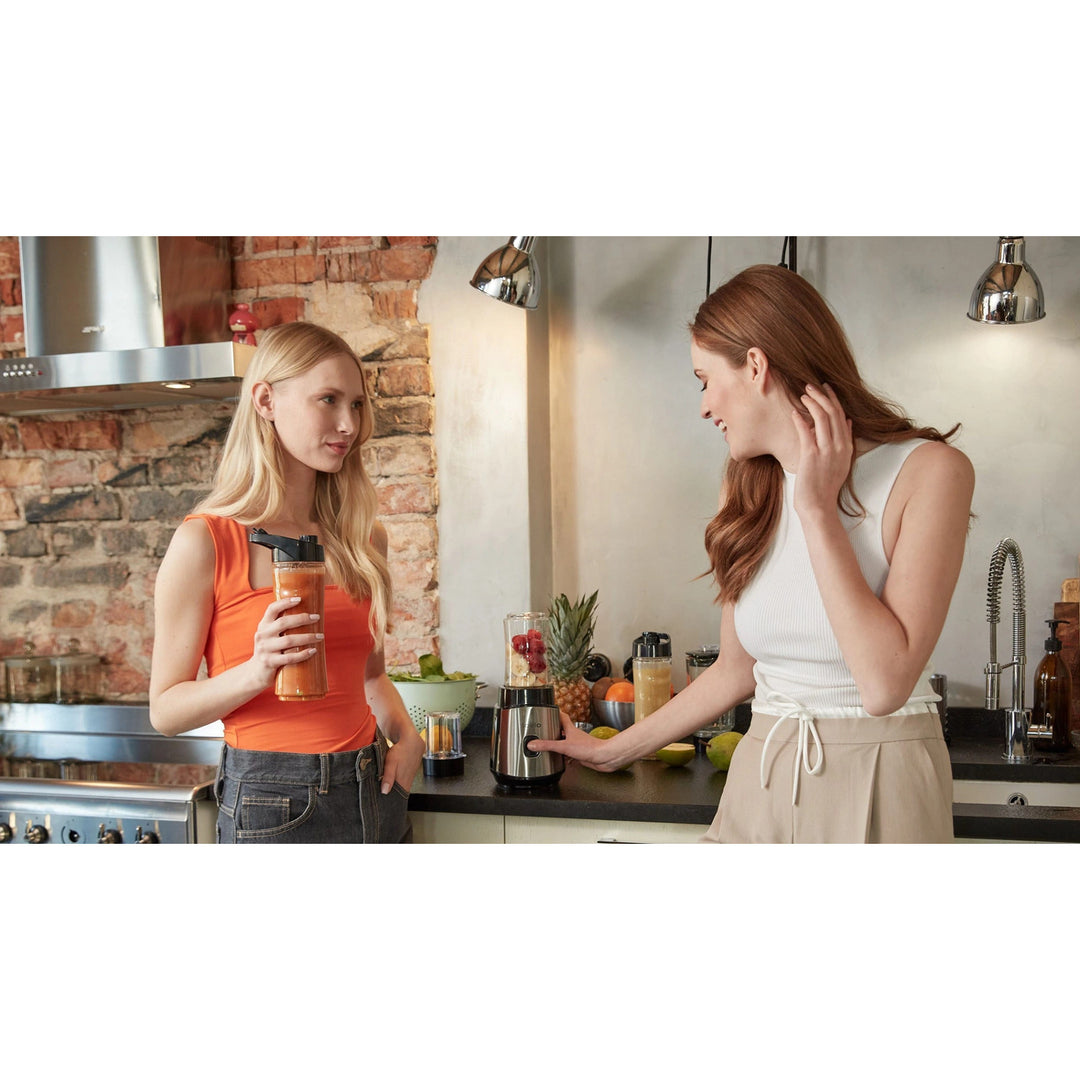 Blender cu recipient LOVIO LVJBL001, putere 500 W, recipient din sticlă de 600 ml, 3 sticle