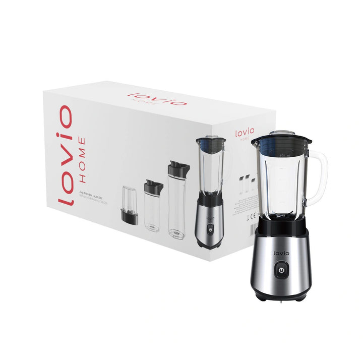 Blender cu recipient LOVIO LVJBL001, putere 500 W, recipient din sticlă de 600 ml, 3 sticle