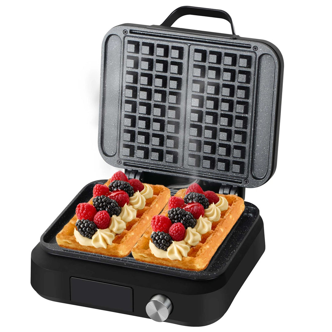 Aparat de vafe LOVIO PerfectCrisp, 2 vafe mari, 1500 W, 6 niveluri de coacere, LVWF002BK