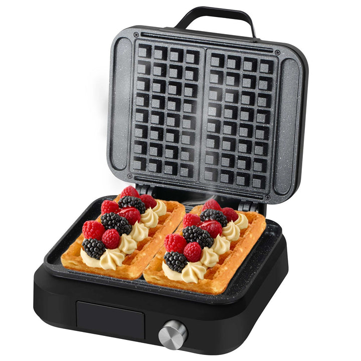Aparat de vafe LOVIO PerfectCrisp, 2 vafe mari, 1500 W, 6 niveluri de coacere, LVWF002BK