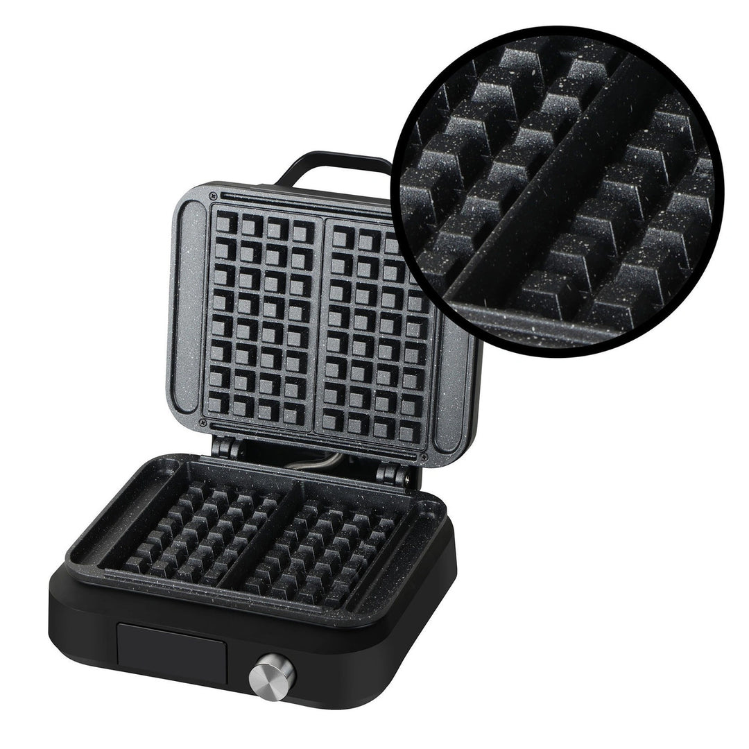 Aparat de vafe LOVIO PerfectCrisp, 2 vafe mari, 1500 W, 6 niveluri de coacere, LVWF002BK