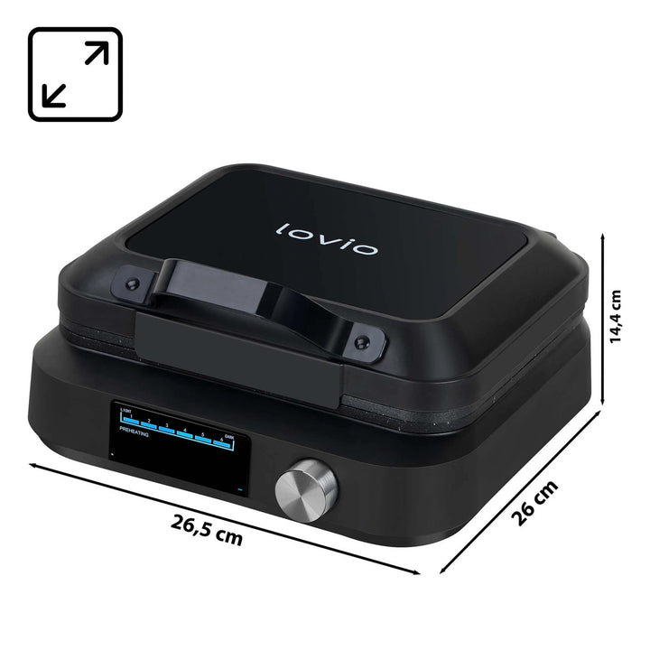 Aparat de vafe LOVIO PerfectCrisp, 2 vafe mari, 1500 W, 6 niveluri de coacere, LVWF002BK