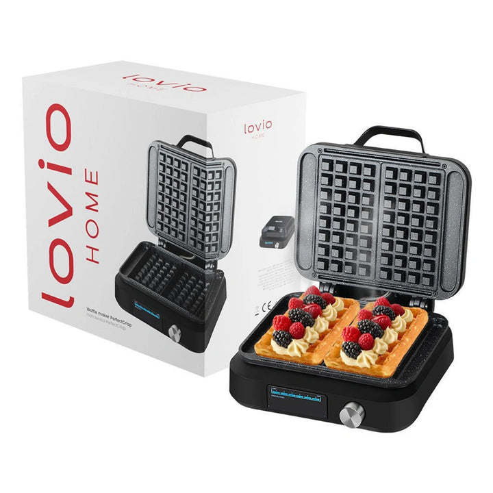 Aparat de vafe LOVIO PerfectCrisp, 2 vafe mari, 1500 W, 6 niveluri de coacere, LVWF002BK