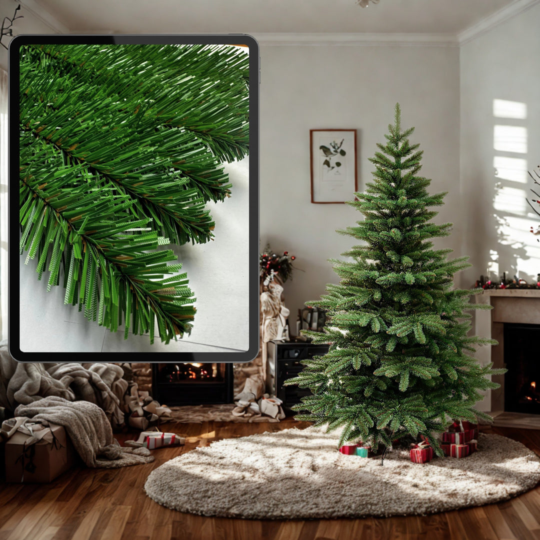 Brad artificial, brad spaniol, material PVC, înălțime 250 cm, suport metalic