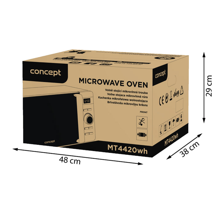 Cuptor cu microunde Concept, 5 niveluri de putere, funcție de decongelare, capacitate 20 L, putere 800 W, culoare albă, MT4420wh