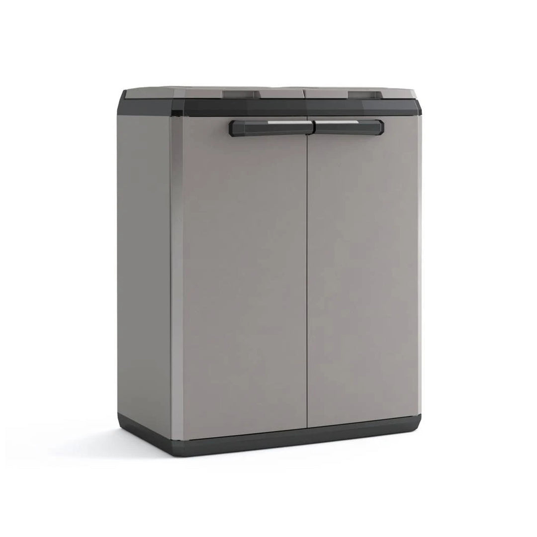 Dulap pentru sortarea deșeurilor Keter, capacitate 2x110 L, capac cu deschidere manuală, poate fi utilizat în exterior, 241065