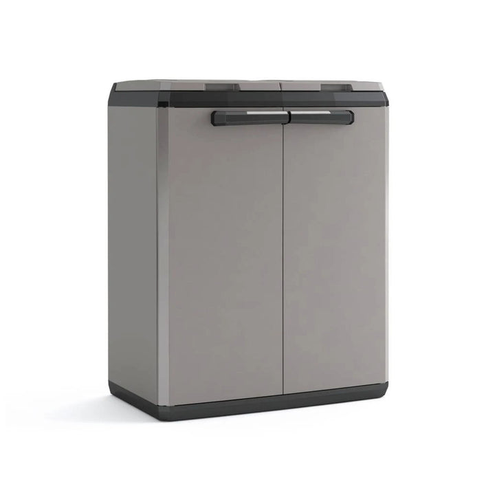 Dulap pentru sortarea deșeurilor Keter, capacitate 2x110 L, capac cu deschidere manuală, poate fi utilizat în exterior, 241065