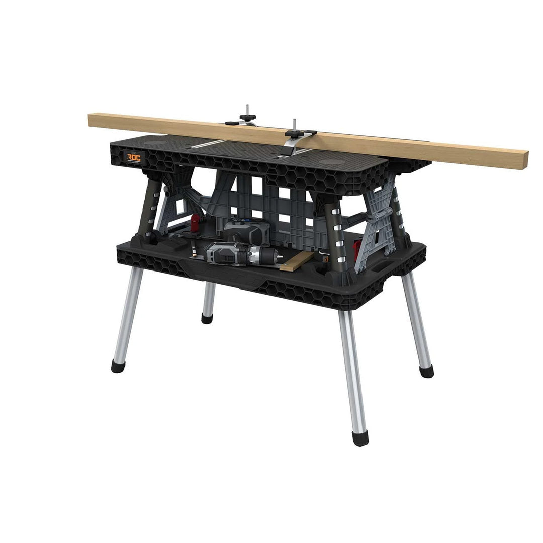 Masă de atelier pliabilă 2.0 Keter, capacitate de încărcare 453 kg, suprafață de lucru 85x56 cm, picioare metalice stabile, 271269