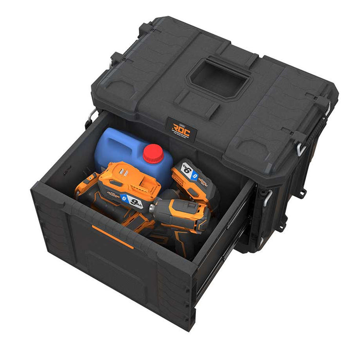 Cutie de scule XL Keter ROC Pro Gear 2.0, cu un sertar mare, sistem de fixare pentru transport, posibilitate de montare pe perete, structură modulară, 271384