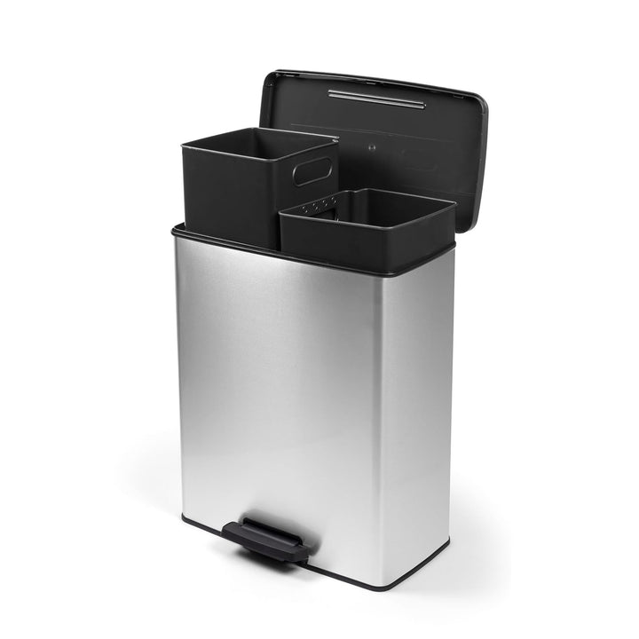 Coș de gunoi cu pedală Curver, capacitate 2x26 L, metalizat, culoare argintie, 251002