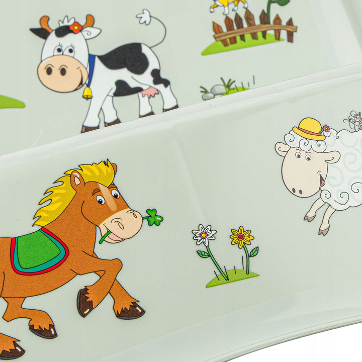 Trepied pentru copii cu două trepte Keeeper, cu suprafață antiderapantă, seria „Funny Farm”, capacitate de încărcare de până la 120 kg, 1003132006300