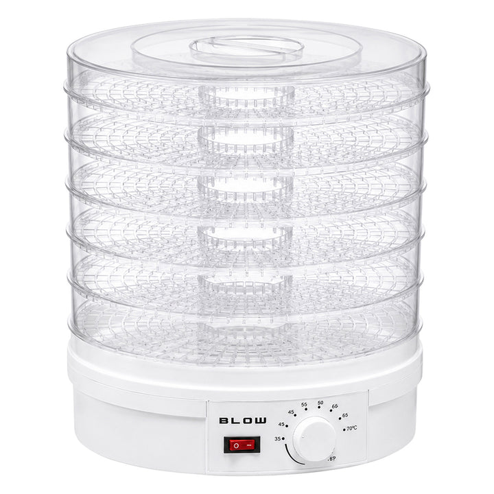Uscător pentru ciuperci, legume și fructe Blow, putere 500 W, 6 site incluse în set, reglare a temperaturii între 35 și 75 °C, 44-175