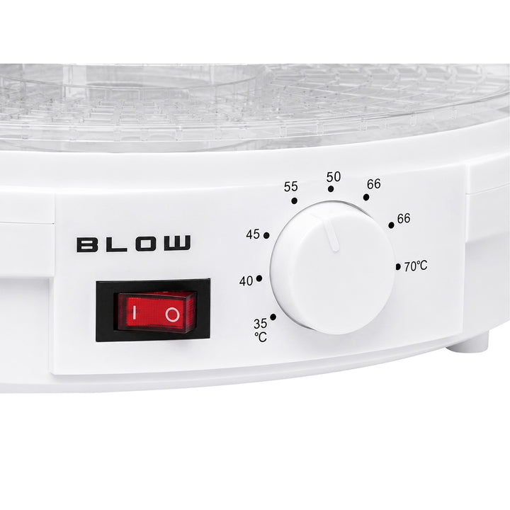 Uscător pentru ciuperci, legume și fructe Blow, putere 500 W, 6 site incluse în set, reglare a temperaturii între 35 și 75 °C, 44-175