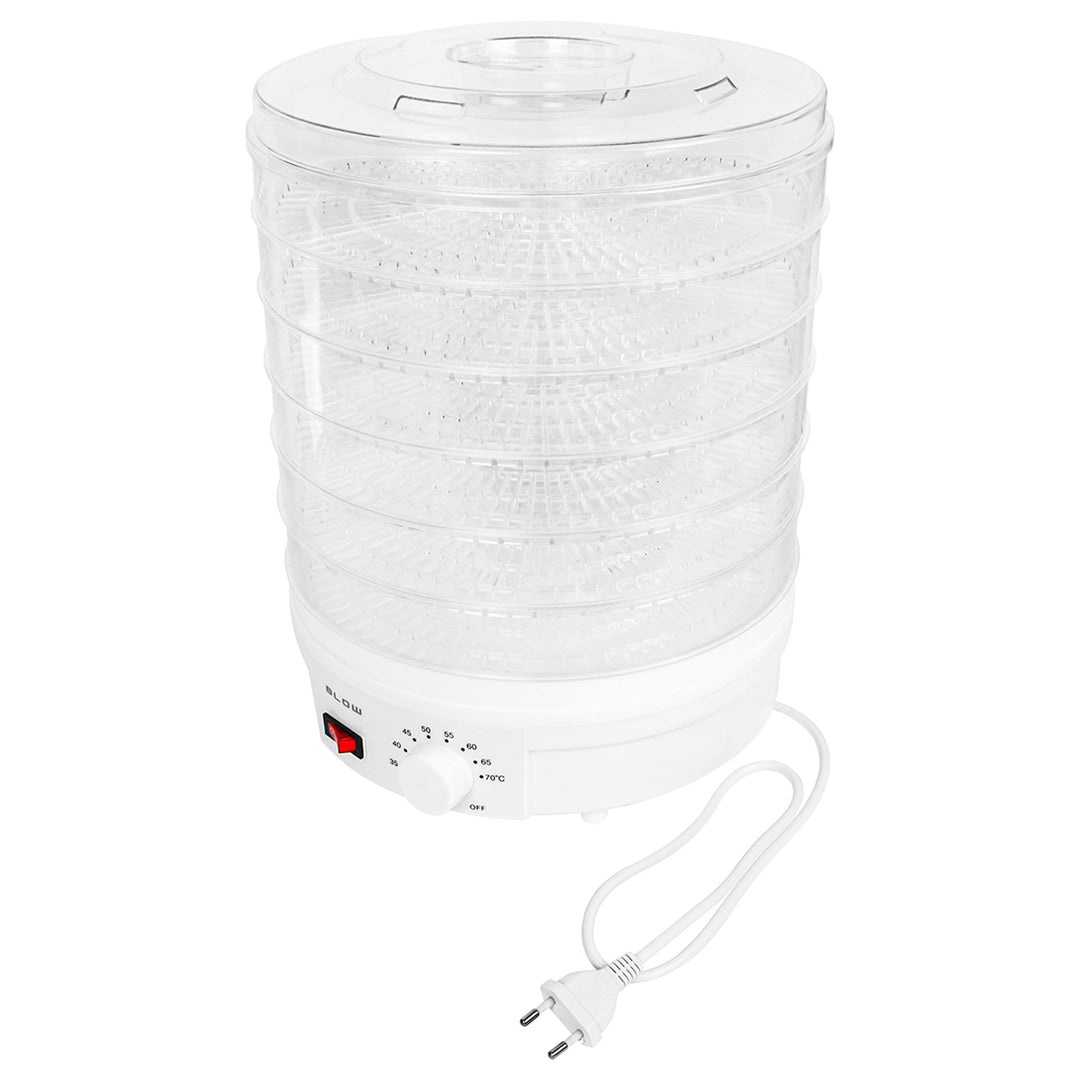 Uscător pentru ciuperci, legume și fructe Blow, putere 500 W, 6 site incluse în set, reglare a temperaturii între 35 și 75 °C, 44-175