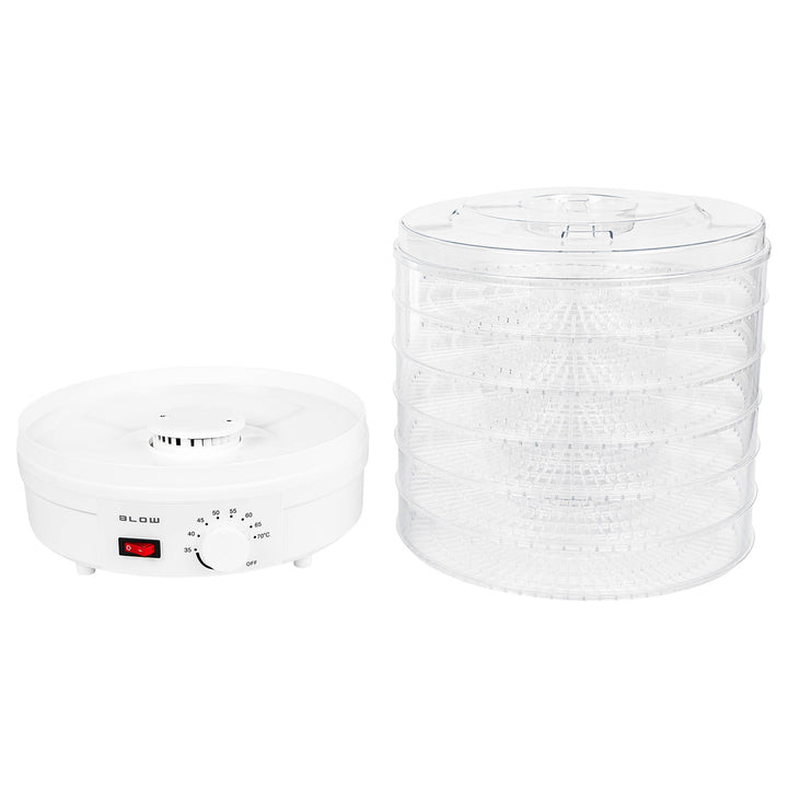 Uscător pentru ciuperci, legume și fructe Blow, putere 500 W, 6 site incluse în set, reglare a temperaturii între 35 și 75 °C, 44-175