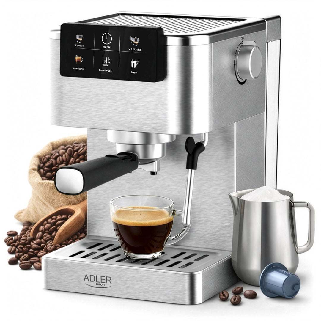 Mașină de cafea de 20 bar, Thermoblock, spumator de lapte, 5-în-1, Adler AD 4390