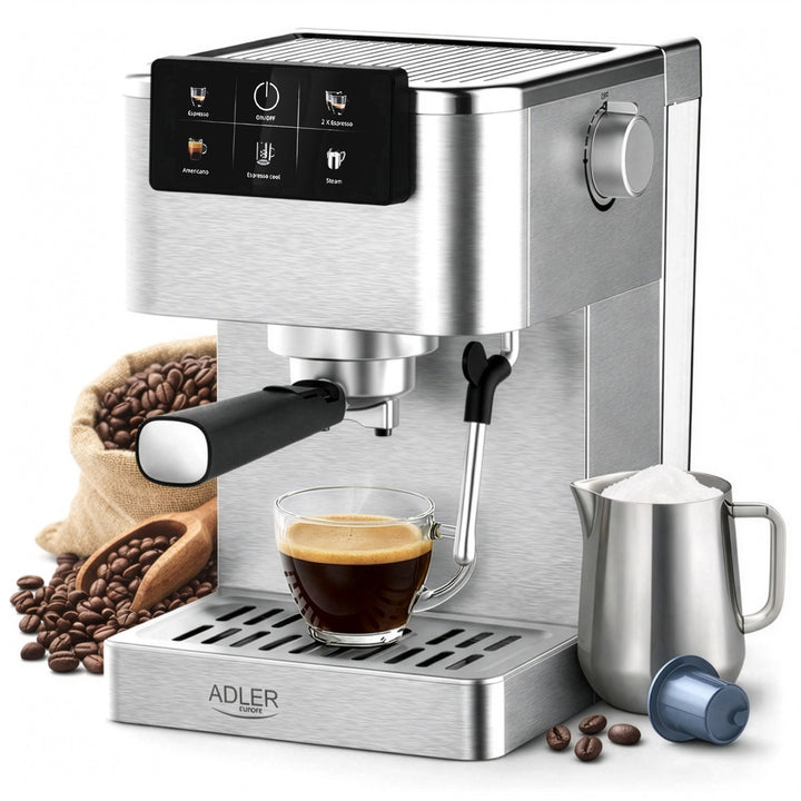 Mașină de cafea de 20 bar, Thermoblock, spumator de lapte, 5-în-1, Adler AD 4390