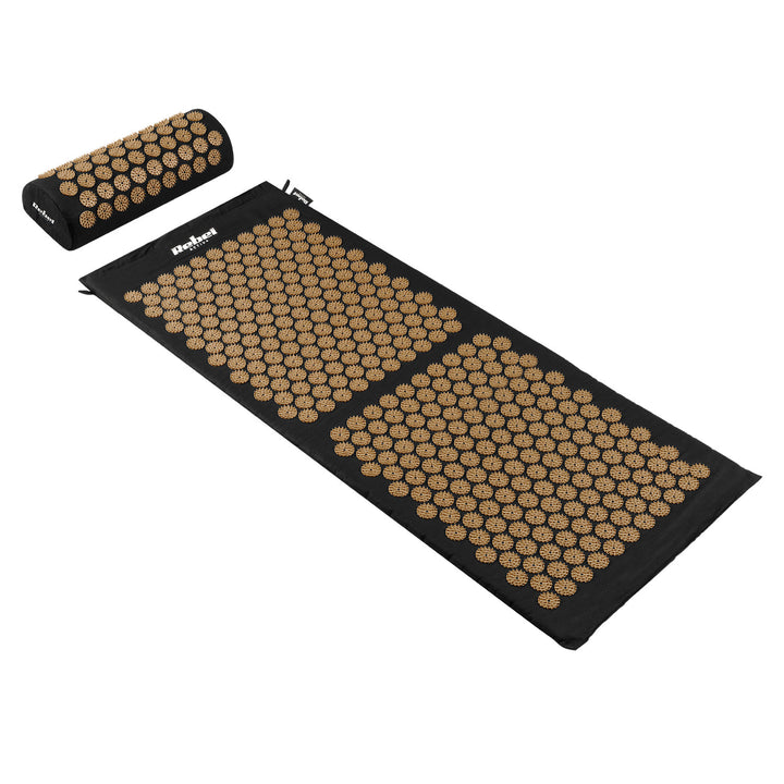 Covor terapeutic cu țepi pentru acupresură, cu pernă, 110x42 cm, XL, țepi aurii, Rebel Active
