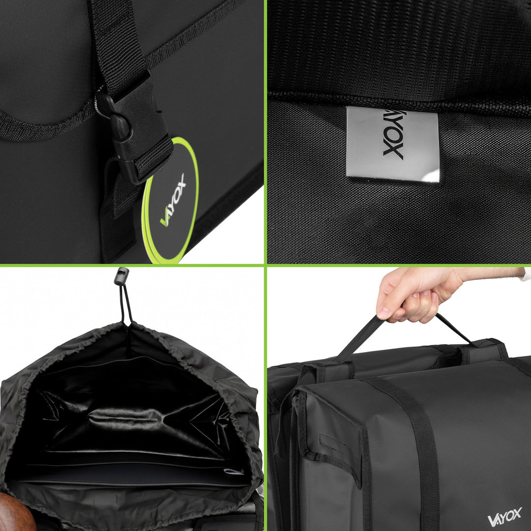 Geantă dublă de bicicletă din PVC pentru portbagaj, cu mâner, neagră, 40 L, VA0446, Vayox