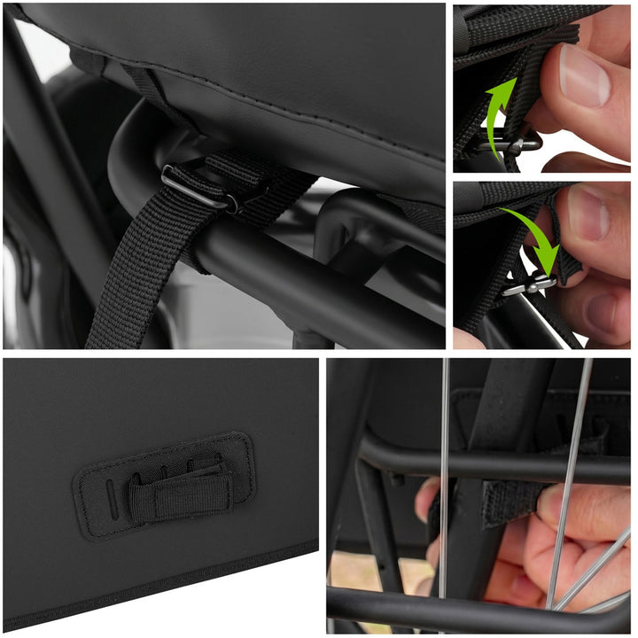 Geantă dublă de bicicletă din PVC pentru portbagaj, cu mâner, neagră, 40 L, VA0446, Vayox