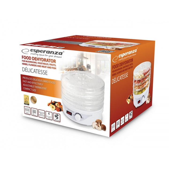 Uscător pentru ciuperci, fructe, legume și ierburi, 250 W, 8 programe de uscare Esperanza