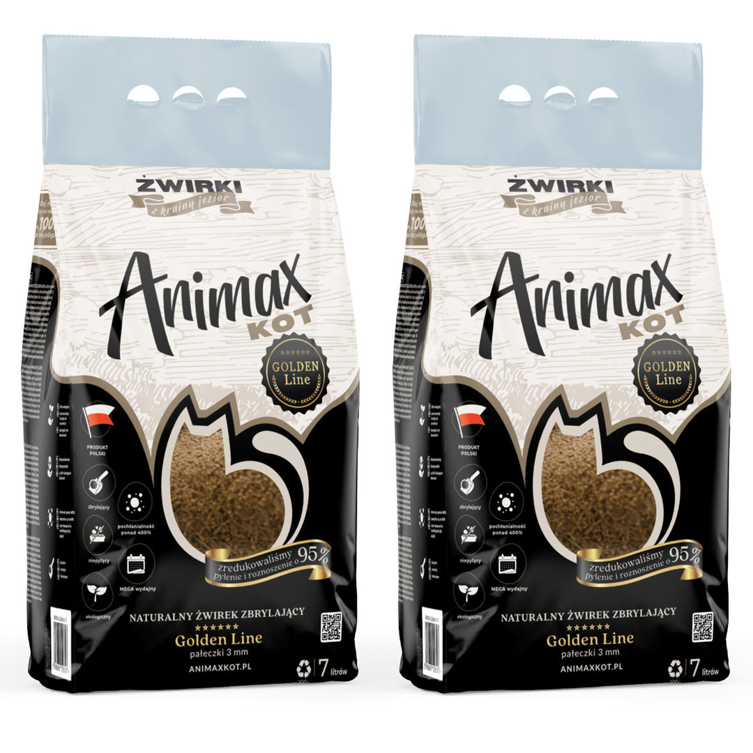 Nisip aglomerant, Animax Golden Line 3 mm, granule mici, 2 saci de 7 L