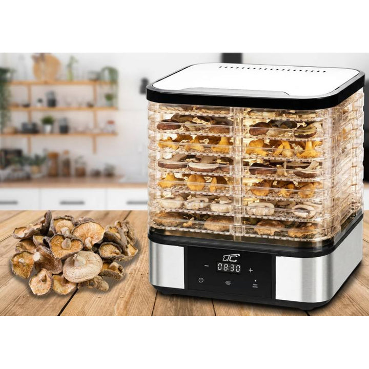 Uscător pentru ciuperci, legume, fructe și carne LTC, din metal, cu 7 tăvi, cu afișaj, panou tactil, putere 380 W, funcție de menținere a temperaturii, LXSR004