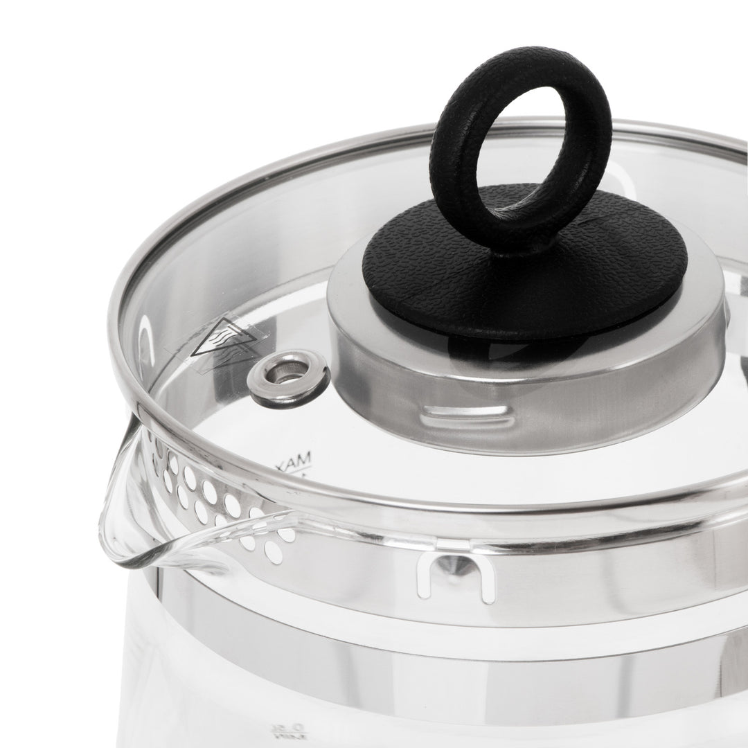 Ceainic din sticlă de 1,5 L cu infuzor și reglare a temperaturii, 2200 W, LED 60–100 °C, Adler AD 1299, negru