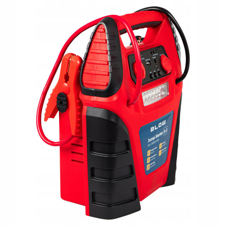Jump Starter 5 în 1 Blow, cu funcții de compresor, încărcător de baterii și powerbank, baterie de 12 V 20000 mAh, curent de pornire 400 A, curent de vârf 900 A, prevăzut cu siguranță împotriva suprasarcinilor, 81-210#