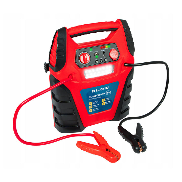 Jump Starter 5 în 1 Blow, cu funcții de compresor, încărcător de baterii și powerbank, baterie de 12 V 20000 mAh, curent de pornire 400 A, curent de vârf 900 A, prevăzut cu siguranță împotriva suprasarcinilor, 81-210#