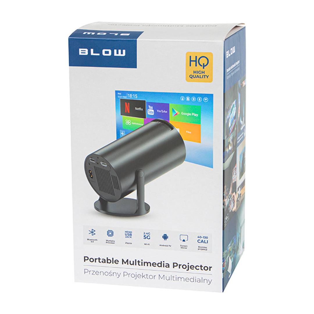 Proiector portabil Blow, Android TV, difuzor încorporat de 3 W, rezoluție 720p și decodare până la 4K, imagine clară și vie, 79-705#