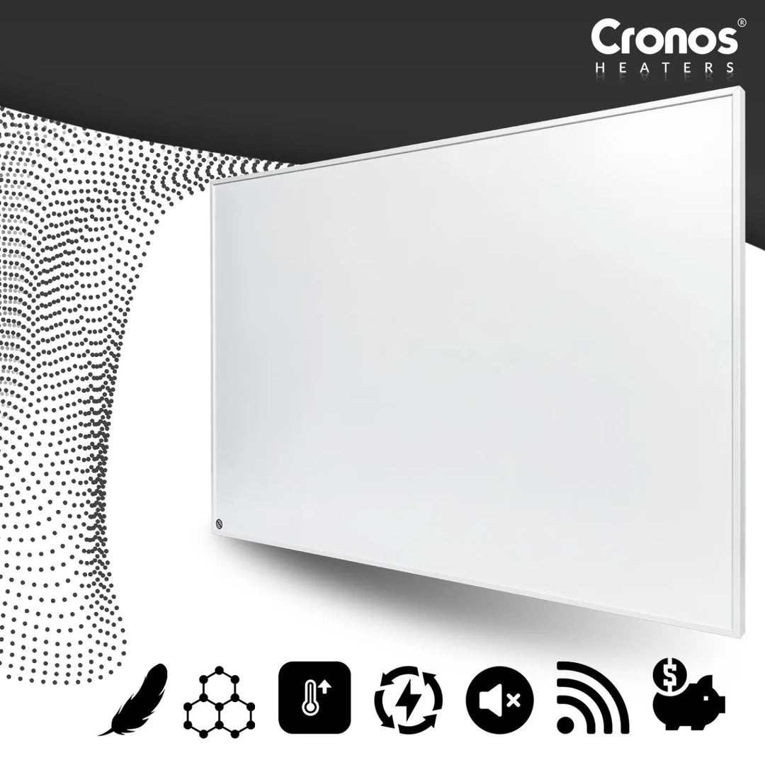 Panou de încălzire cu infraroșu Cronos Graphene, putere 580 W, culoare albă, încălzește o încăpere de până la 16 m², telecomandă, PRO CGP-580TWP