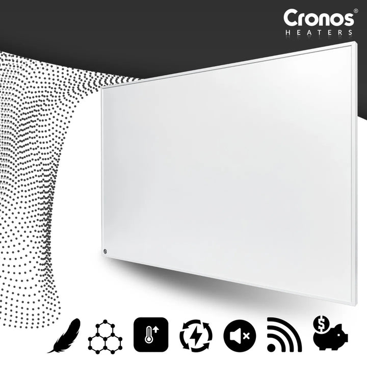 Panou de încălzire cu infraroșu Cronos Graphene, putere 580 W, culoare albă, încălzește o încăpere de până la 16 m², telecomandă, PRO CGP-580TWP