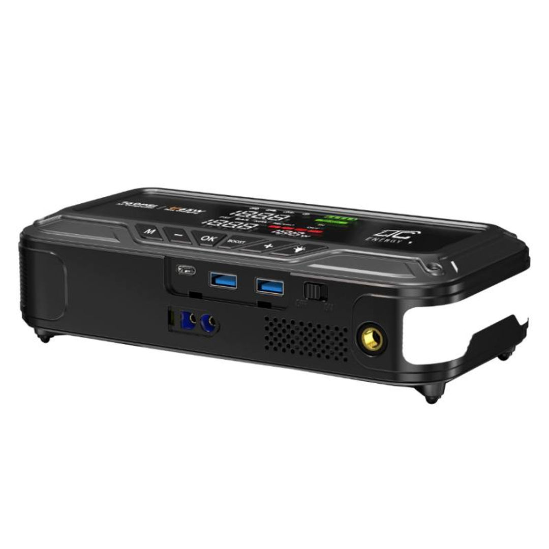Jump Starter LTC, 12000 mAh, cu compresor, lanternă și powerbank, ecran LCD, putere de 65 W, cabluri și husă incluse în pachet, LXJS120